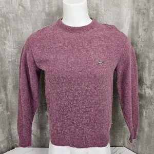 Vintage Le Tigre L Pullover Knit Sweater Mauve Wool Blend Embroidered Tiger